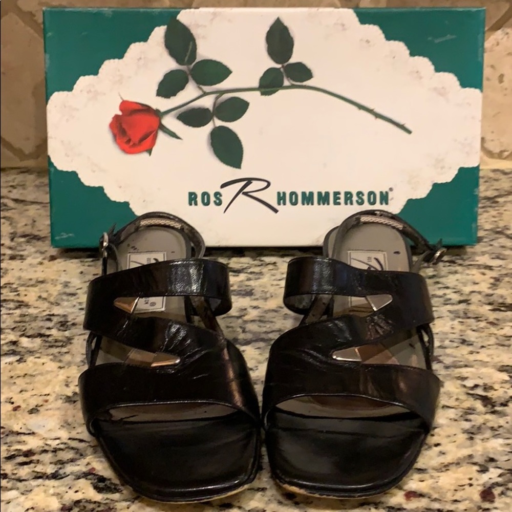 Ros Rhommerson Black Sandals with Chrome trim